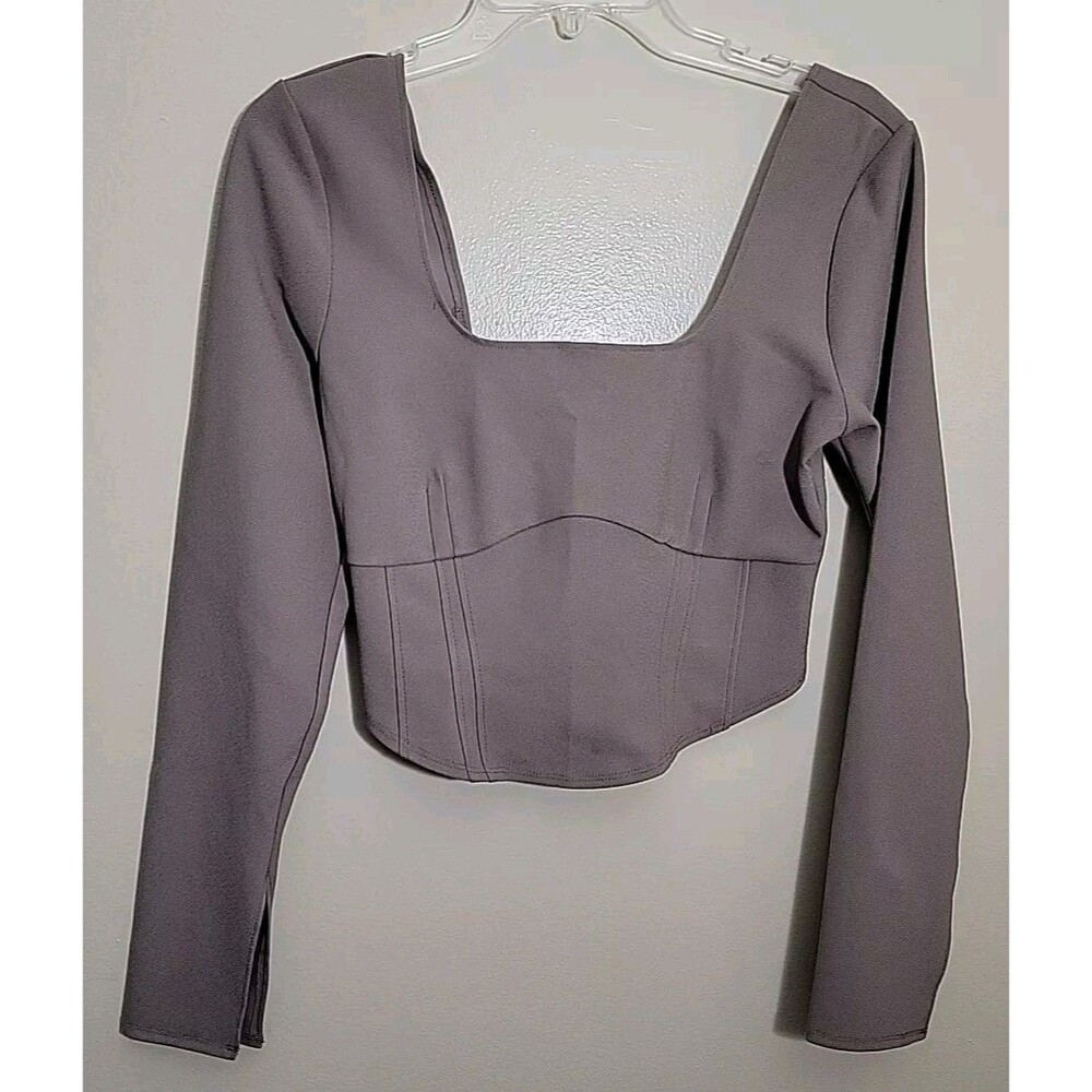 NWT Women’s Abercrombie & Fitch Long Sleeve Corset Scoop Neck Top Medium